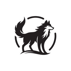 wolf silhouette vector line art logo design