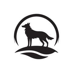 wolf silhouette vector line art logo design