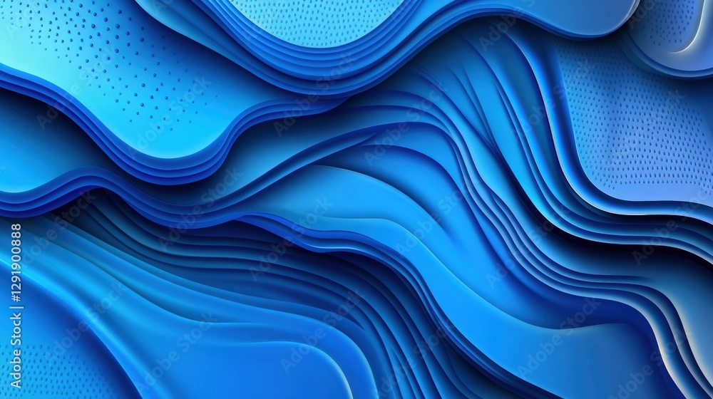 Poster abstract blue background with flowing wavy lines and soft gradients for design and artistic purposes