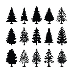 Christmas tree vector silhouette set 