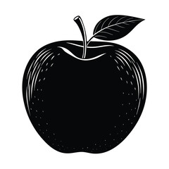 A fresh apple fruit vector silhouette vector black 04