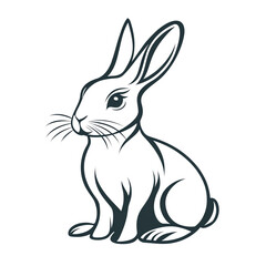 Obraz premium Minimalist Rabbit Line Art | Cute Bunny PNG Illustration