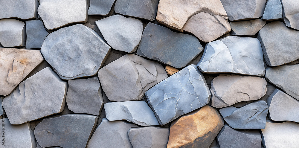 Poster seamless stone wall texture featuring various shapes and colors, creating natural and rustic appeara