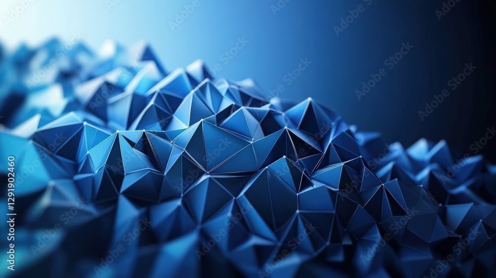 Poster blue abstract background featuring 3d triangles with a modern design and smooth texture