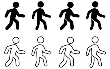 Man stands, walk and run icon set . People symbol . Vector illustration.