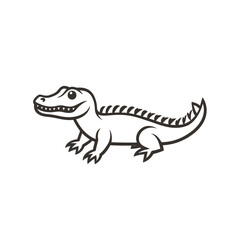Fierce Crocodile Line Art | Minimalist Reptile PNG