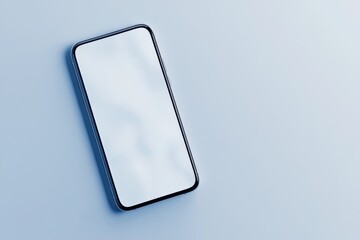 smartphone with blank screen on blue background