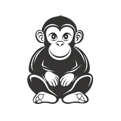 Fototapeta premium Playful Monkey Line Art | Cute Minimalist PNG