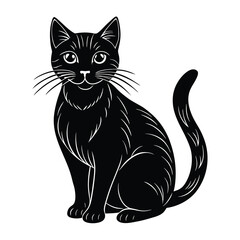 Obraz premium Siting beautiful Cat silhouette vector art 01