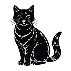 Siting beautiful Cat silhouette vector art 03