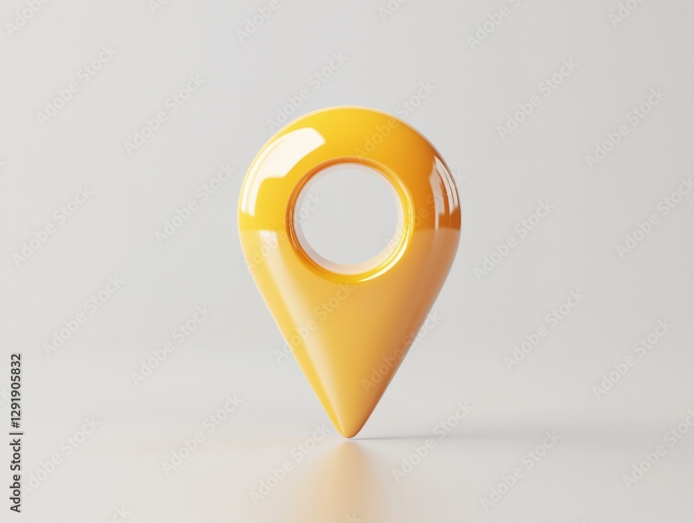 Poster yellow location pointer icon on white background
