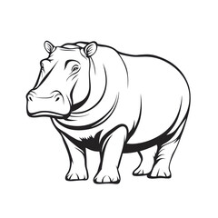 Obraz premium Playful Hippo Line Art | Minimalist Wildlife PNG