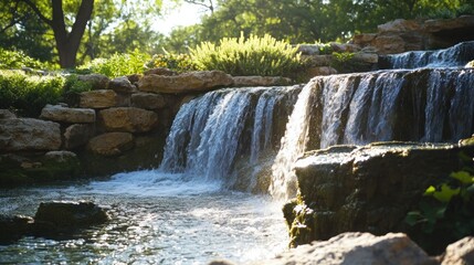 Obraz premium Park Waterfall Cascades Sunlight Gardens