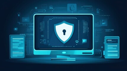 Fototapeta premium Abstract Security Concept on Monitor Display