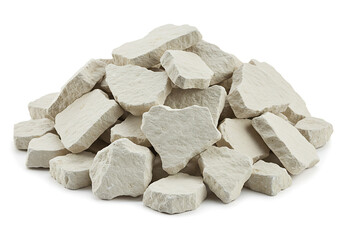 Pile of off-white irregular rock fragments.