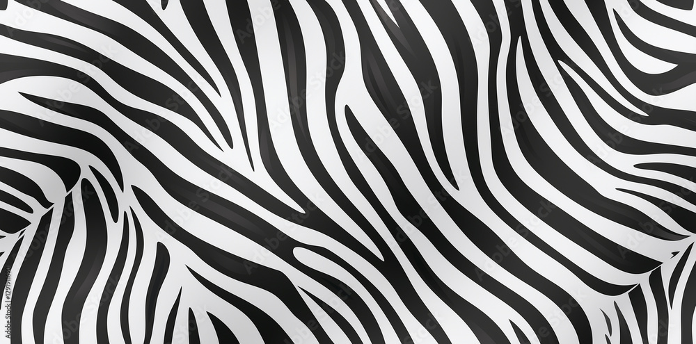 Poster seamless zebra skin pattern with bold black and white stripes, creating striking visual effect. idea