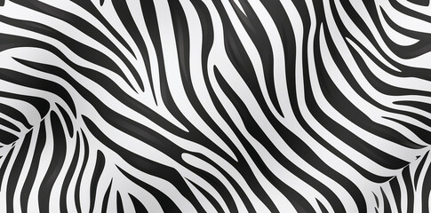 Obraz premium Seamless zebra skin pattern with bold black and white stripes, creating striking visual effect. Ideal for various design applications and backgrounds