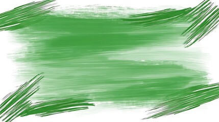 Obraz premium Green painted stroke on white, abstract background. Useful for design, presentation, or digital art