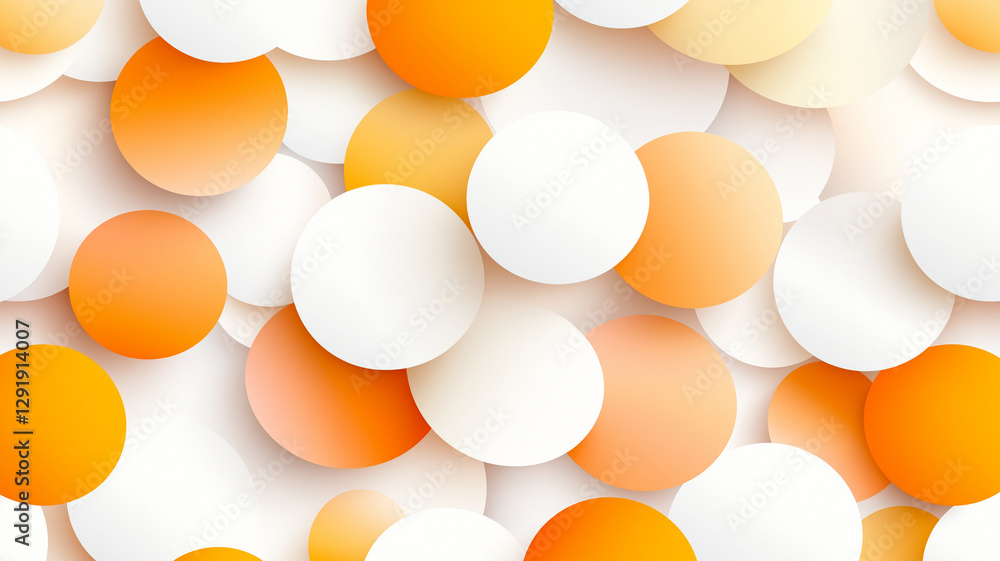 Poster bright and vibrant seamless pattern featuring overlapping circles in shades of orange and white, cre