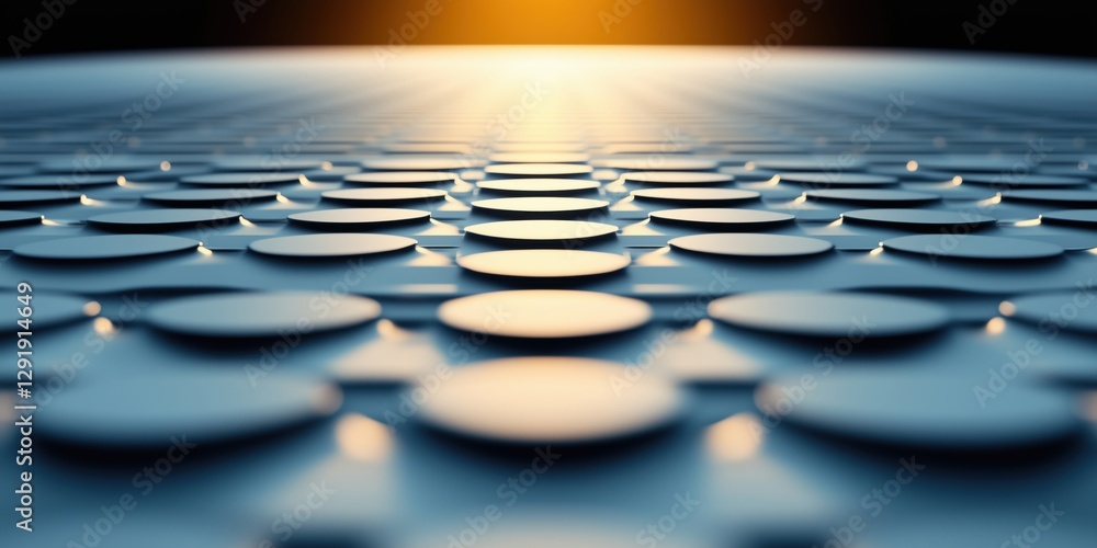 Poster textured surface with circular elements reflecting light in the background at sunset during evening 