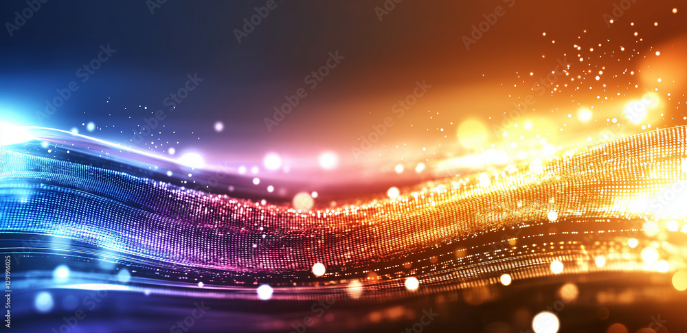 Aufkleber colorful abstract digital background with glowing waves and lights, creating vibrant and dynamic atm