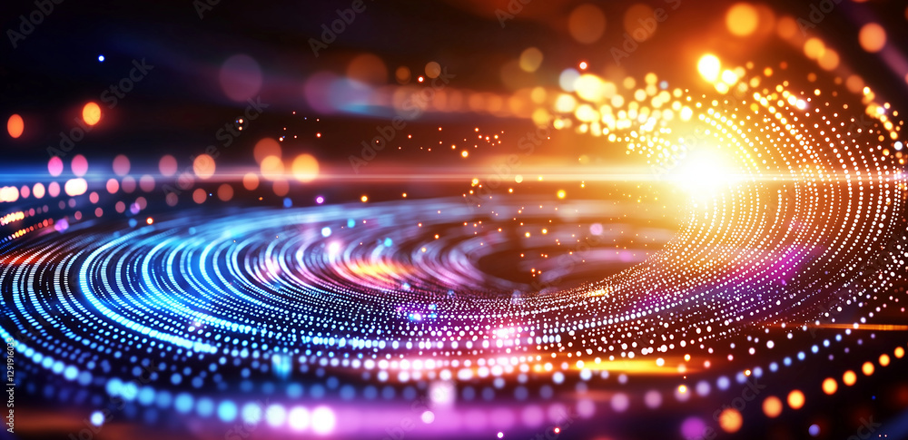 Aufkleber vibrant abstract digital background with glowing dots and swirling patterns, creating sense of motio