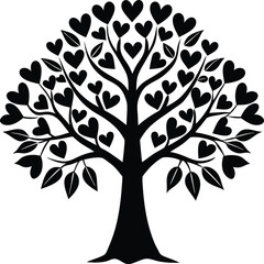 Obraz premium A tree with heart shaped leaves silhouette illustration