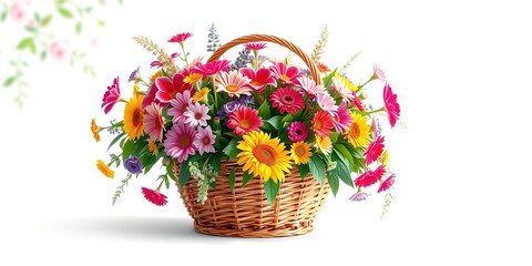 Flourishing Floral Haven: Sustainable Flower Basket Illustration