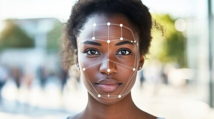 Close-Up of Facial Recognition Technology in Use