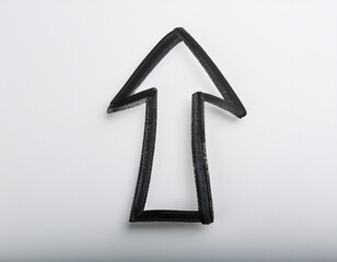 One black paper arrow isolated on white