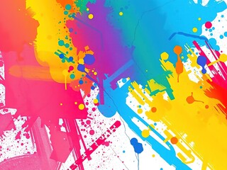 Geometric Tapestry: Vibrant Spray Paint Art with Dynamic Patterns