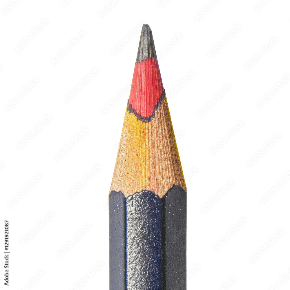 Poster pencil tip featuring a vibrant colored pencil with a defined sharpened edge, pencil with a pencil ti