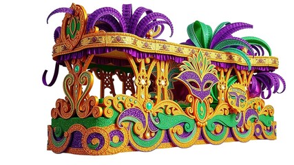 Glitched Mardi Gras Float Extravaganza: Neon Splendor and Electronic Dreams