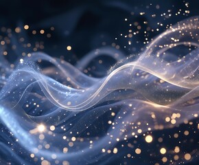 Elegant Abstract Light Swirls with Glowing Bokeh on Dark Background