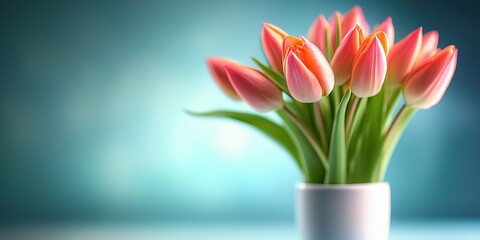 Obraz premium Beautiful tulips in a vase with springtime charm and copy space for your message