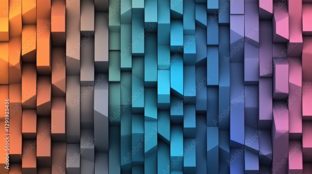 Poster abstract geometric background featuring three-dimensional cubes in various sizes with soft lighting 