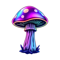 Mushroom holographic 3D icon. neon symbol vector illustration isolated on white background. Generative AI