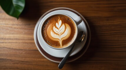 View on coffee shop coffee in cup.