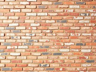 Obraz premium Historic Brick Facade: Cracked Plaster Reveals Layers of Time