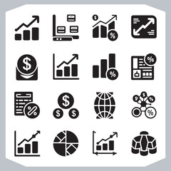 Professional Financial Chart Icons for Reports Business Growth and Analytics