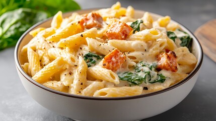 Creamy pumpkin pasta with spinach