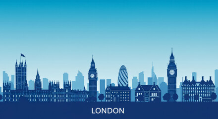 Naklejka premium A graphic novel- comic-style, illustration of a London urban suburb, with detailed streets and buildings, set against the iconic skyline of London City in the background.