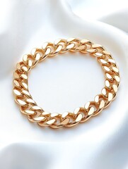 Obraz premium Gold Curb Chain Bracelet - Elegant gold curb chain bracelet, perfect for adding a touch of luxury to any outfit. Stylish and modern design