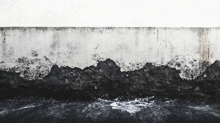 Obraz premium Eroded wall, weathered textures, water splash, aged facade