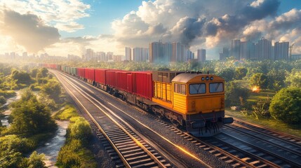 Fototapeta premium Modern freight cars – development of railway logistics