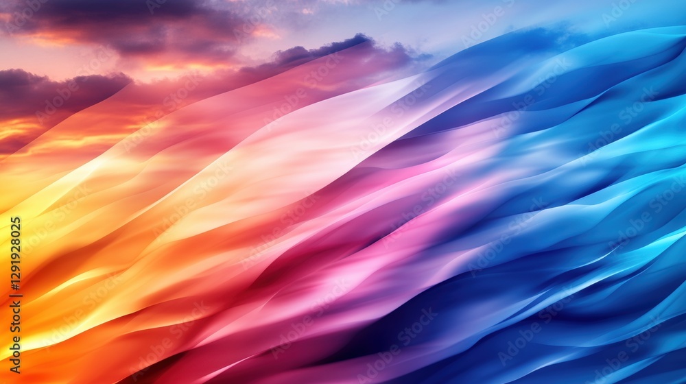 Poster colorful wavy lines background with soft gradients and artistic photo elements for creative design p