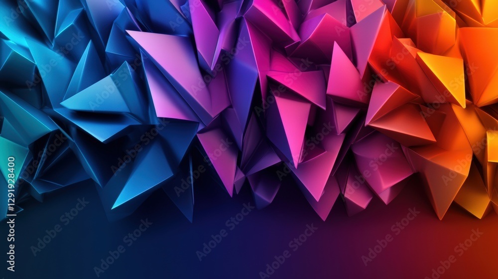 Poster abstract colorful background with triangles and geometric shapes in vibrant hues and textures