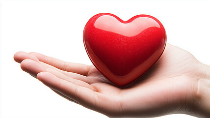 Fototapeta premium Hand Holding Red Heart on White Background 