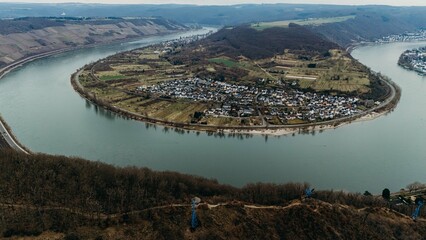 Picturesque bend of the river Rhine. Horseshoe.