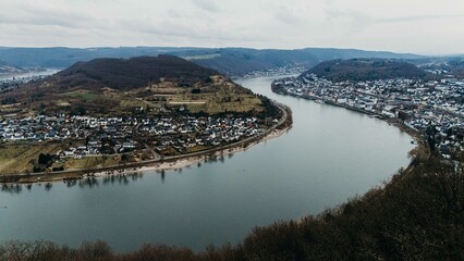Picturesque bend of the river Rhine. Horseshoe.